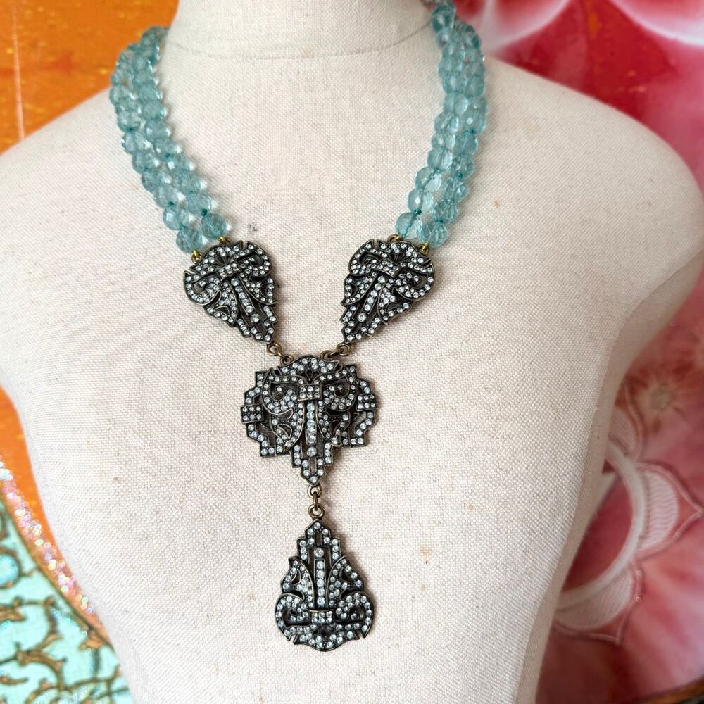 Heidi Daus "Classically Suited" 2-Row Crystal Drop Necklace